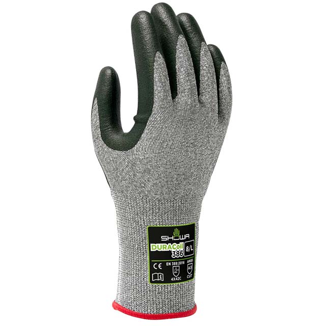 SHOWA® 386 Handschuh Gr.7 (M) Nitril auf HPPE, Polyester grau-schwarz 220 - 270m