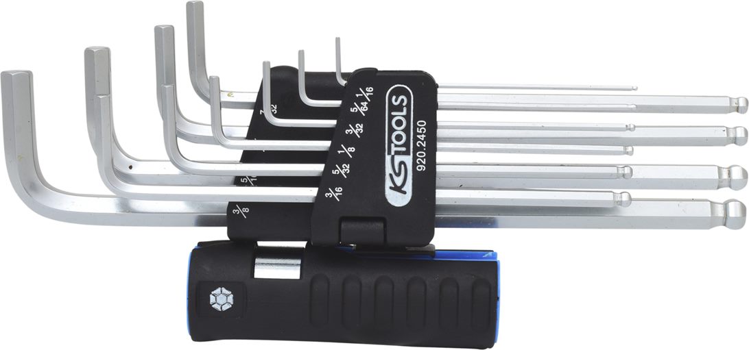 KS Tools 920.2450 3 in 1 Innen6kant-Winkelstiftschlüssel-Satz,10-tlg. XL, Kugelk