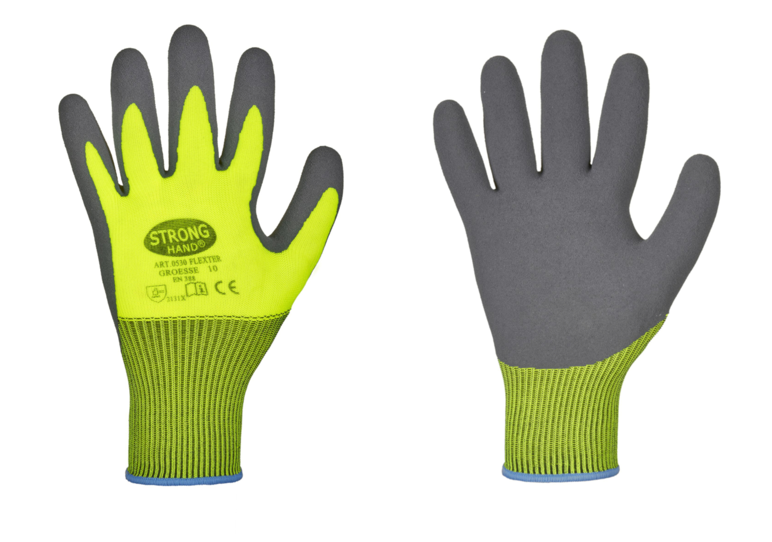 Gr .10 *FLEXTER* STRONGHAND® HANDSCHUHE gelb *FLEXTER* STRONGHAND® GLOVES