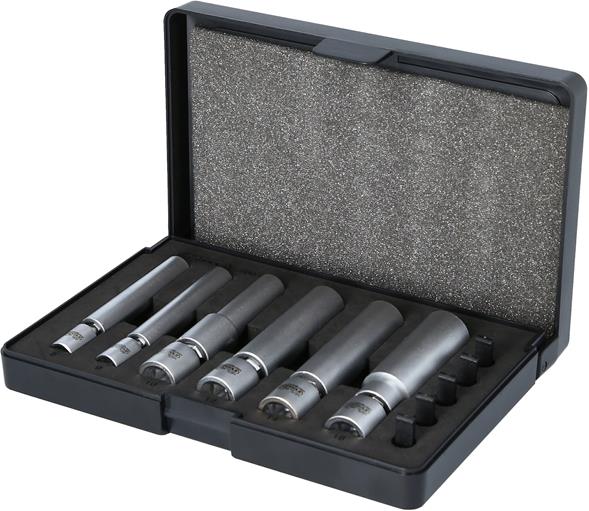 KS Tools 500.7325 1/4'' + 3/8'' Spezial-Glüh- und Zündkerzen-Stecknuss-Satz mit