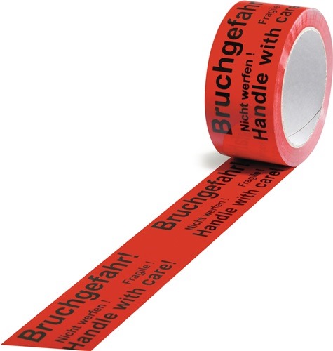 TRANSPAK 5570013 Warnklebeband PP  Bruchgefahr Länge 66 m, Breite 50 mm rot