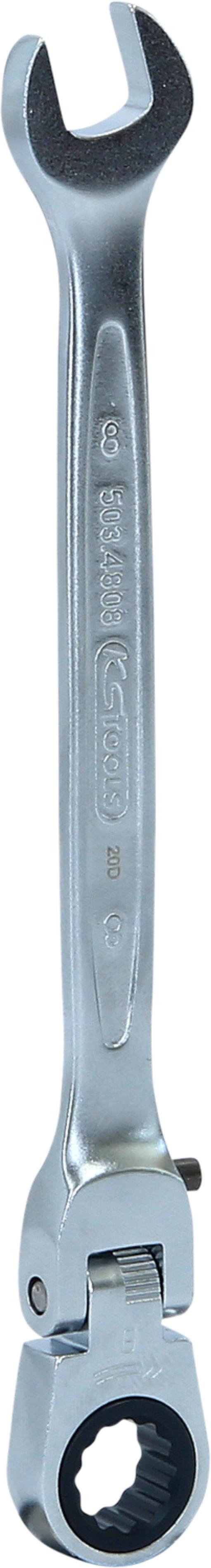 KS Tools 503.4808 GEARplus Gelenk-Ratschenringmaulschlüssel feststellbar, 8mm
