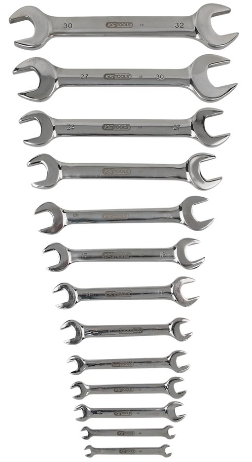 KS Tools 964.2250 EDELSTAHL Doppel-Maulschlüssel-Satz, 13-tlg., abgewinkelt