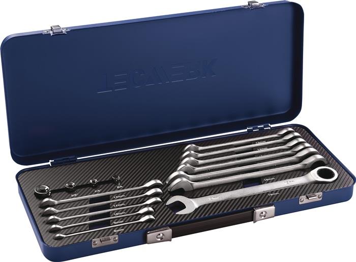 TECWERK  Maulringratschenschlüssel-Satz  16-teilig Schlüsselweiten 8-19 mm gerad
