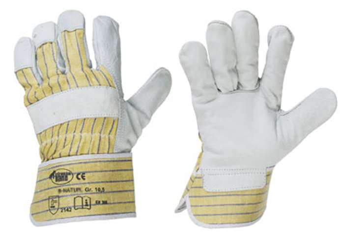 KORMORAN Mechanischer Schutzhandschuh, Gr. 10 Rindvollleder, weiß