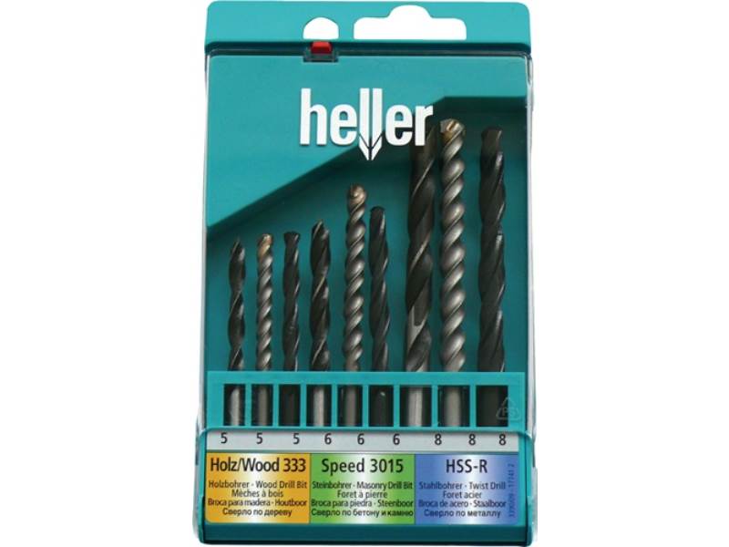 HELLER 17741 Universalbohrer-Satz  9-teilig Metall-, Holz- u.Steinbohrer