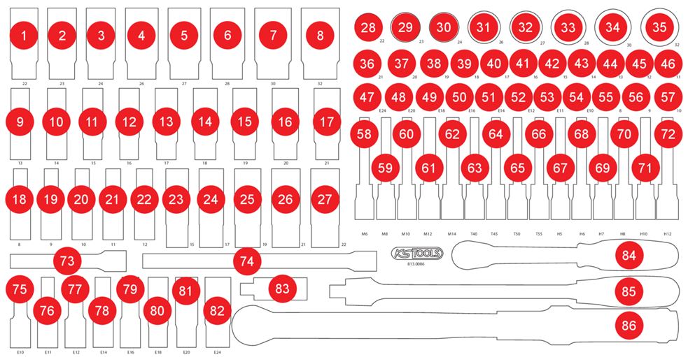 KS-Tools 813.0086-97 Leere Schaumstoffeinlage zu 813.0086