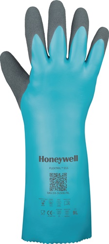 HONEYWELL 33-3150E/9L Chemiehandschuhe FLEXTRIL 211 Größe 9 grün EN 388, EN 374