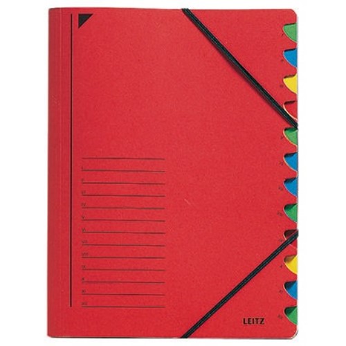 Leitz Ordnungsmappe 39120025 DIN A4 12 Fächer farbig Karton rot