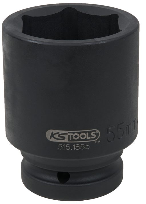KS Tools 515.1855 1'' Sechskant-Kraft-Stecknuss, lang, 55mm