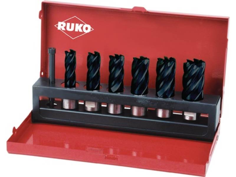 RUKO 108820F Kernbohrer-Satz  7 teilig Ø 12-14-16-18-20-22 mm HSS TiAlN-beschich