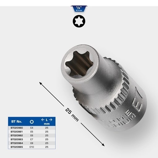 Brilliant Tools BT020965 1/4'' TORX Steckschlüssel-Einsatz, 25mm, E10