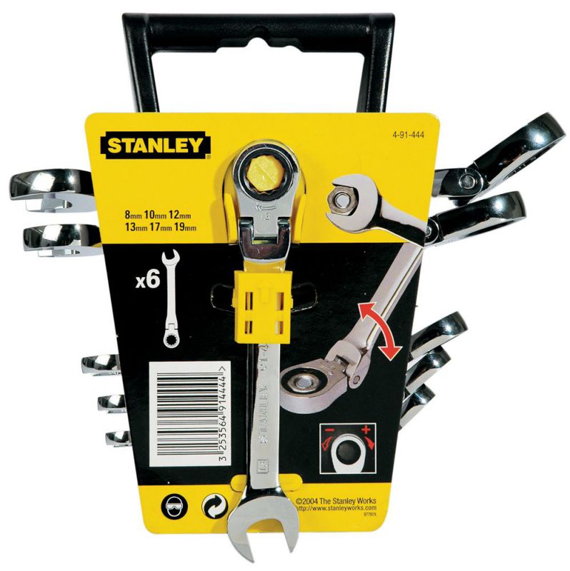 Stanley 4-91-444 Ring-Gabelschluessel-Set, Ratsche 6-tlg
