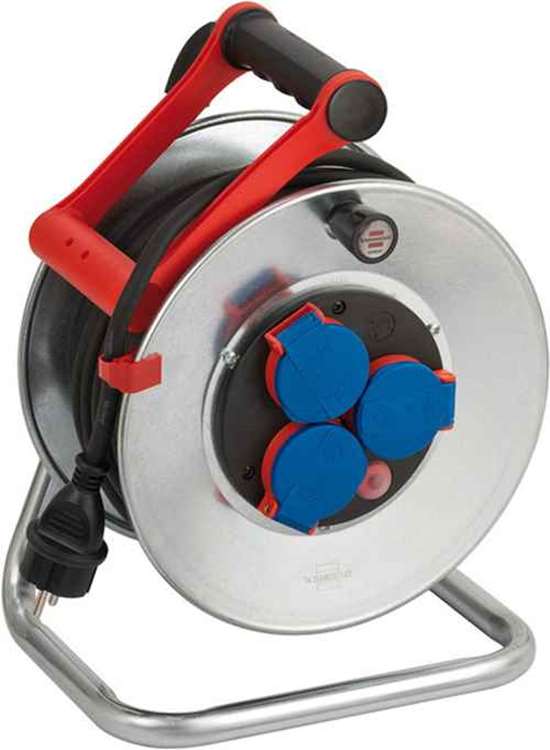 Brennenstuhl 1198520 K-Tro. Garant S240 25m H05RR-F3G1.5 3fach Stedo/Klappd./Thermo Brennenstuhl Garant S IP44 Kabeltrommel, 25m - Stahlblech (kurzfristiger Einsatz im Außenbereich) - MADE IN GERMANY - silber    25m Kabellänge (H05RR-F 3