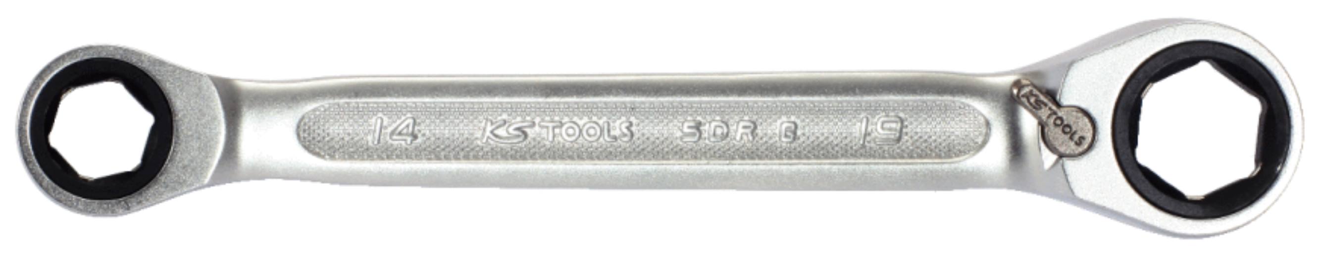 KS Tools 503.4513 Umschalt-Doppel-Ratschenringschlüssel SW 14 x 19 mm, mit Einsa