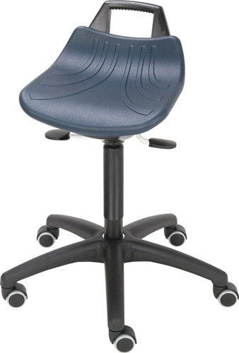 LOTZ 366211 Drehhocker  mit Rollen PU-Schaum blau Sitzhöhenverstellung 520-710 m