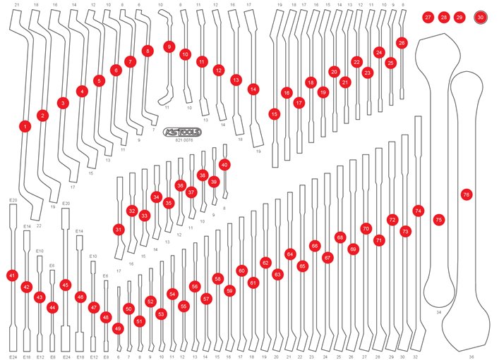 KS-Tools 821.0076-97 Leere Schaumstoffeinlage zu 821.0076