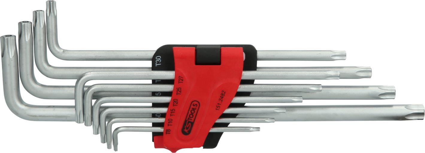 KS Tools 151.2482 Fünfstern-Winkelstiftschlüssel-Satz, Bohrung, lang, 10-tlg.