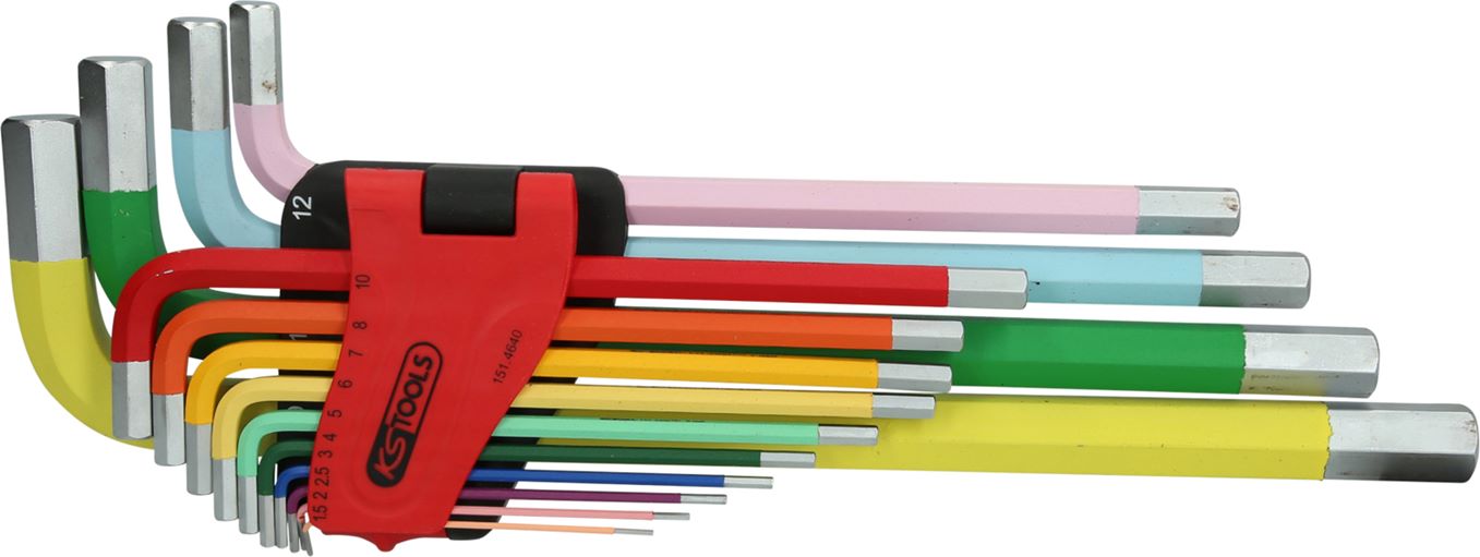 KS Tools 151.4640 Innensechskant-Winkelstiftschlüssel-Satz, extra lang, 14-tlg.