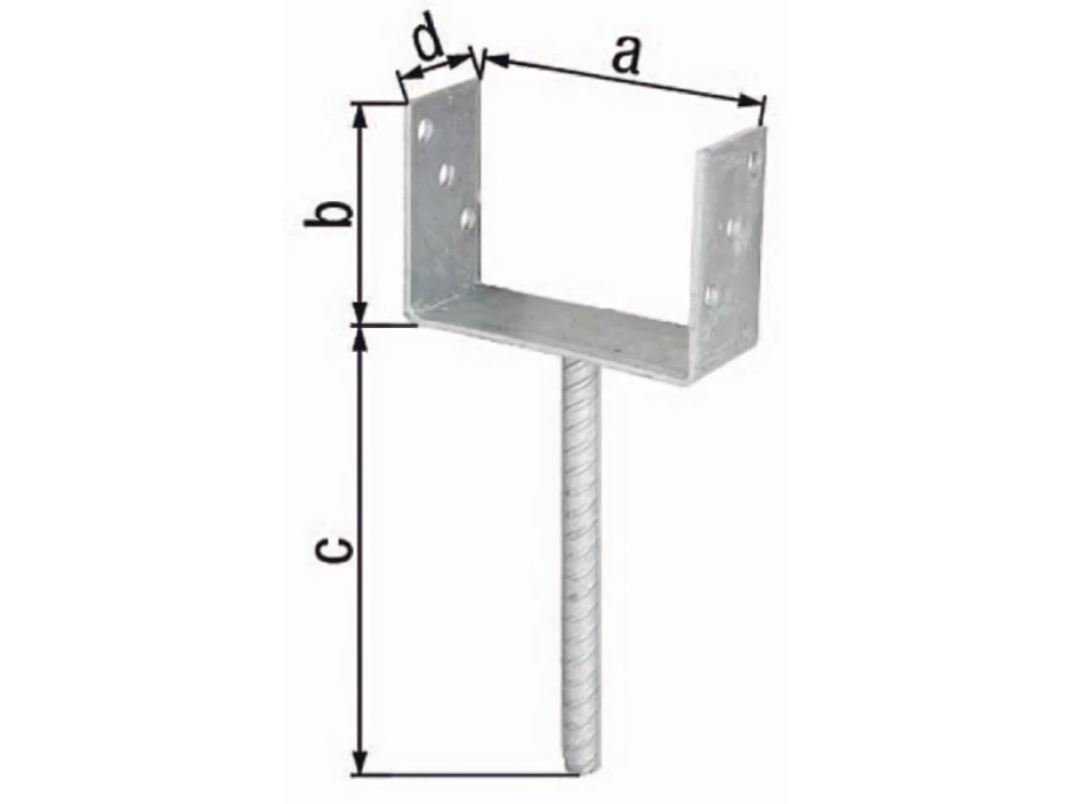 GAH 214296 U-Pfostenträger ETA-10/0210 121x100x200x60mm feuerverzinkt mit Betona