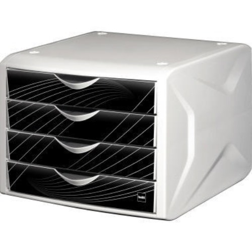 Helit Schubladenbox Chameleon H6129595 4Schübe A4/C4 black king