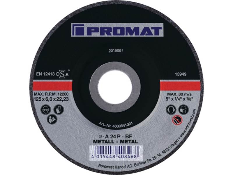 PROMAT  Schruppscheibe  D230xS6mm gekröpft Stahl Bohrung 22,23 mm