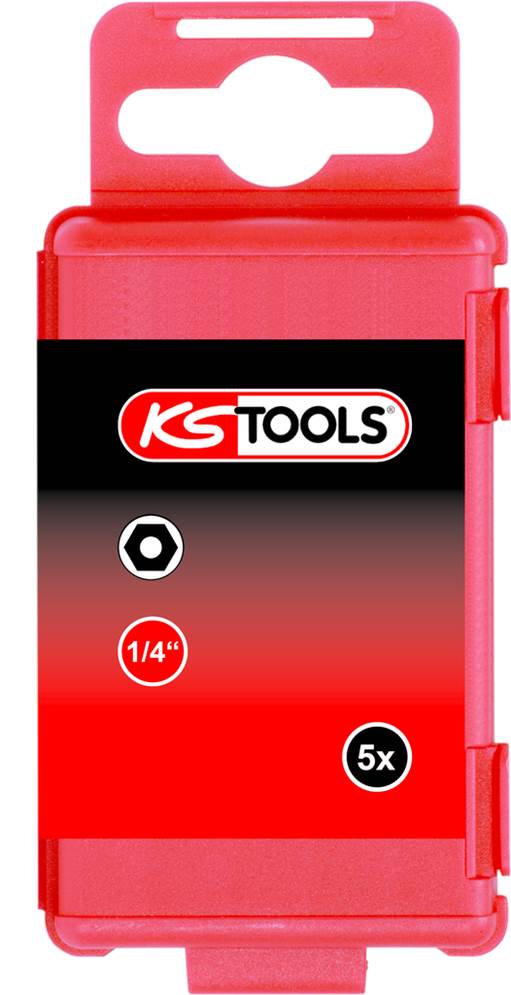 KS Tools 911.7715 1/4'' CLASSIC Bit Innensechskant, Bohrung, 6mm,5er Pck
