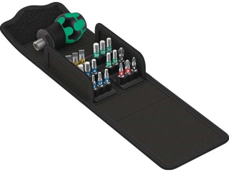 WERA 5057471001 Bitsortiment KK Stubby 1 19-teilig PH/PZD/TORX®/6Kt./Schlitz
