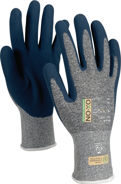OX-ON 91309 Handschuhe Recycle Basic 16001 Größe 9 blau/hellblau EN 388, EN 420+