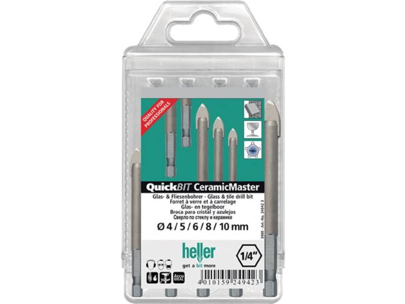 HELLER 24942 Bohrer-Satz QuickBit® Ceramik Master 5-teilig Ø 4, 5, 6, 8, 10 mm S