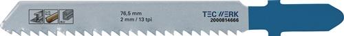TECWERK 2000814666 Stichsägeblatt Gesamt-L.76,5mm Zahnt.2mm HSS 5 St./Karte TECW