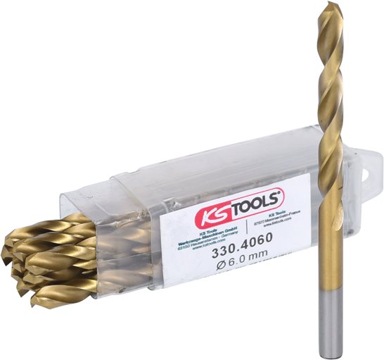 KS Tools 330.4060 HSS TiN Spiralbohrer, 6mm, 10er Pck