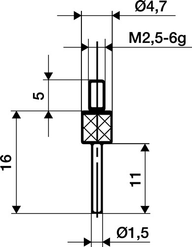 KÄFER 62013 Messeinsatz  Ø 1,5 mm Länge 11 mm Stift M2,5 Hartmetall passend zu M