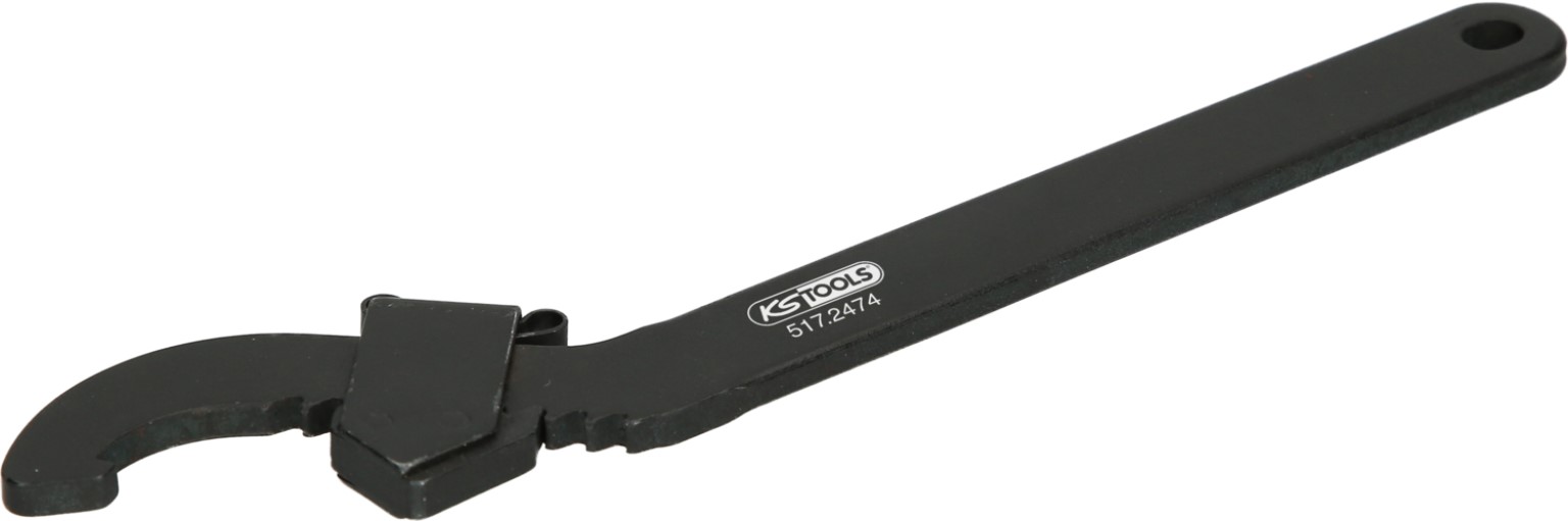 KS Tools 517.2476 Verstellbarer Hakenschlüssel mit Nase, 95 - 165 mm