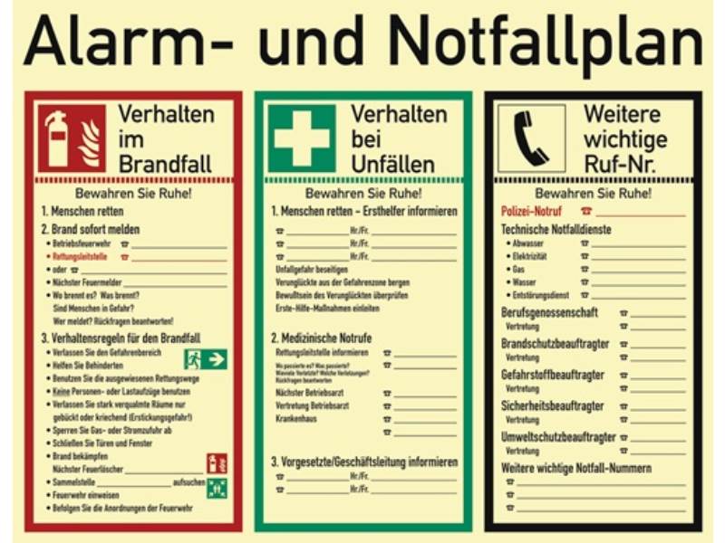 57279 Alarm-/Notfallplan ASR A1.3/DIN EN ISO 7010/DIN 67510 L620xB480 mm Kunsts