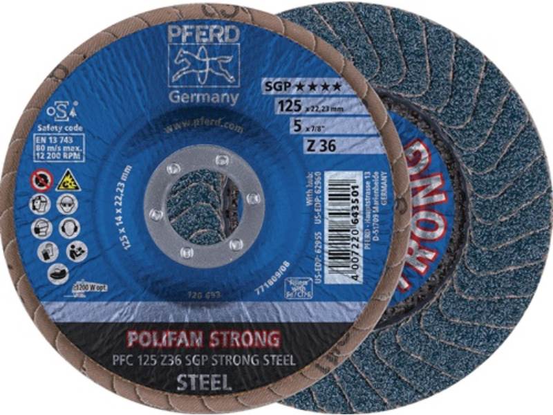 PFERD TOOLS 67788125 Fächerscheibe POLIFAN Z SGP STRONG STEEL Ø 125 mm Körnung 5