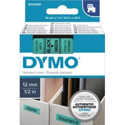 DYMO Schriftbandkassette D1 S0720590 12mmx7m sw auf gn