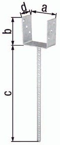 GAH 214418 U-Pfostenträger ETA-10/0210 101x100x400x60mm feuerverzinkt mit extra