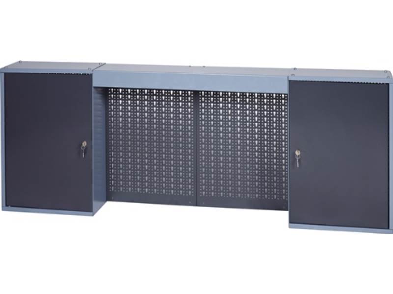 94400 Werkzeugschrank H600xB1600xT190mm hammerschlagsilber anthrazit 4 Lochrück