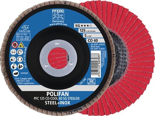 PFERD TOOLS 67760625 Fächerscheibe POLIFAN CO-COOL SG STEELOX Ø 125 mm Körnung 6