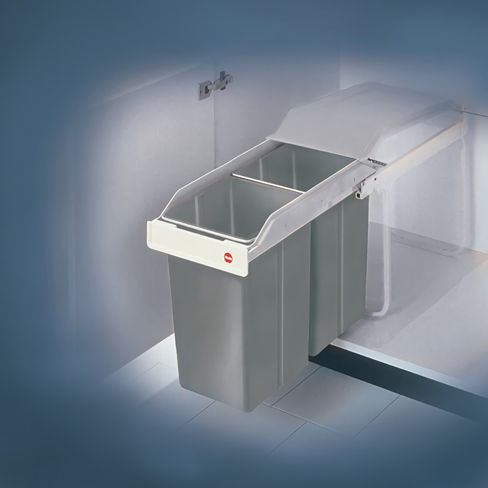 HAILO 3659001 Abfallsammler Multi-Box 2 x 15 l B260xT510xH460mm grau f.Unterschr