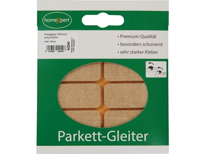542040 Parkettgleiter 20 x 40 mm Filz natur eckig selbstklebend