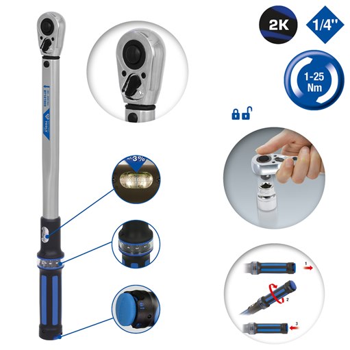 Brilliant Tools  BT141906 1/4 Drehmomentschlüssel mit Umschalt-Ratschenkopf, 1