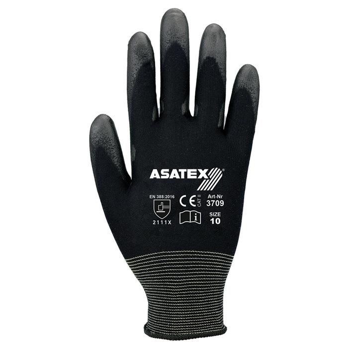 ASATEX 3709 Handschuhe  Gr.10 schwarz Polyamid m. Soft-Polyurethan EN 388 Kat