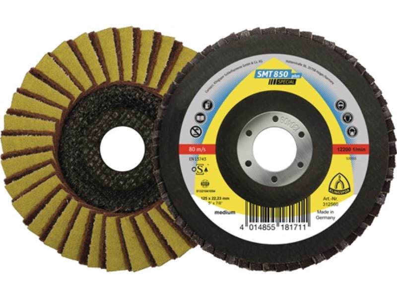 KLINGSPOR 312561 Fächerscheibe SMT 850 Kombi D. 125 mm Körnung 120 gewölbt INOX