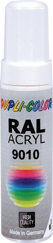 DUPLI-COLOR 677267 Lackstift  reinweiss matt RAL 9010 12 ml