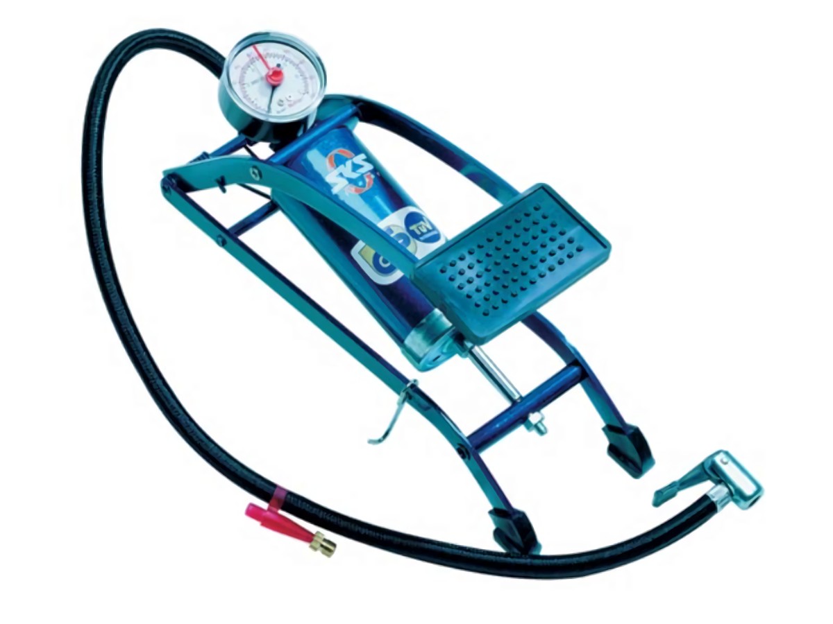 SKS  Fußluftpumpe  5 bar Einzelzylinder mit Manometer