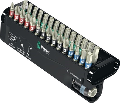 WERA 5071109001 Edelstahlbitsortiment BC 30 Stainless 1 30-teilig PH/PZD/TX/6KT.