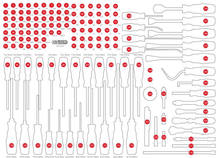 KS-Tools 821.0142-97 Leere Schaumstoffeinlage zu 821.0142