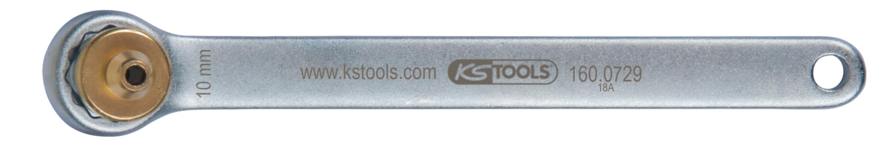 KS Tools 160.0729 Bremsen-Entlüftungsschlüssel, extra kurz, 10 mm, gold